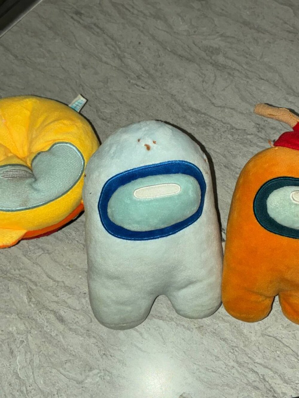 Lot of 3 Among Us Crewmate Soft Plush Bundle - Orange, Blue, Imposter